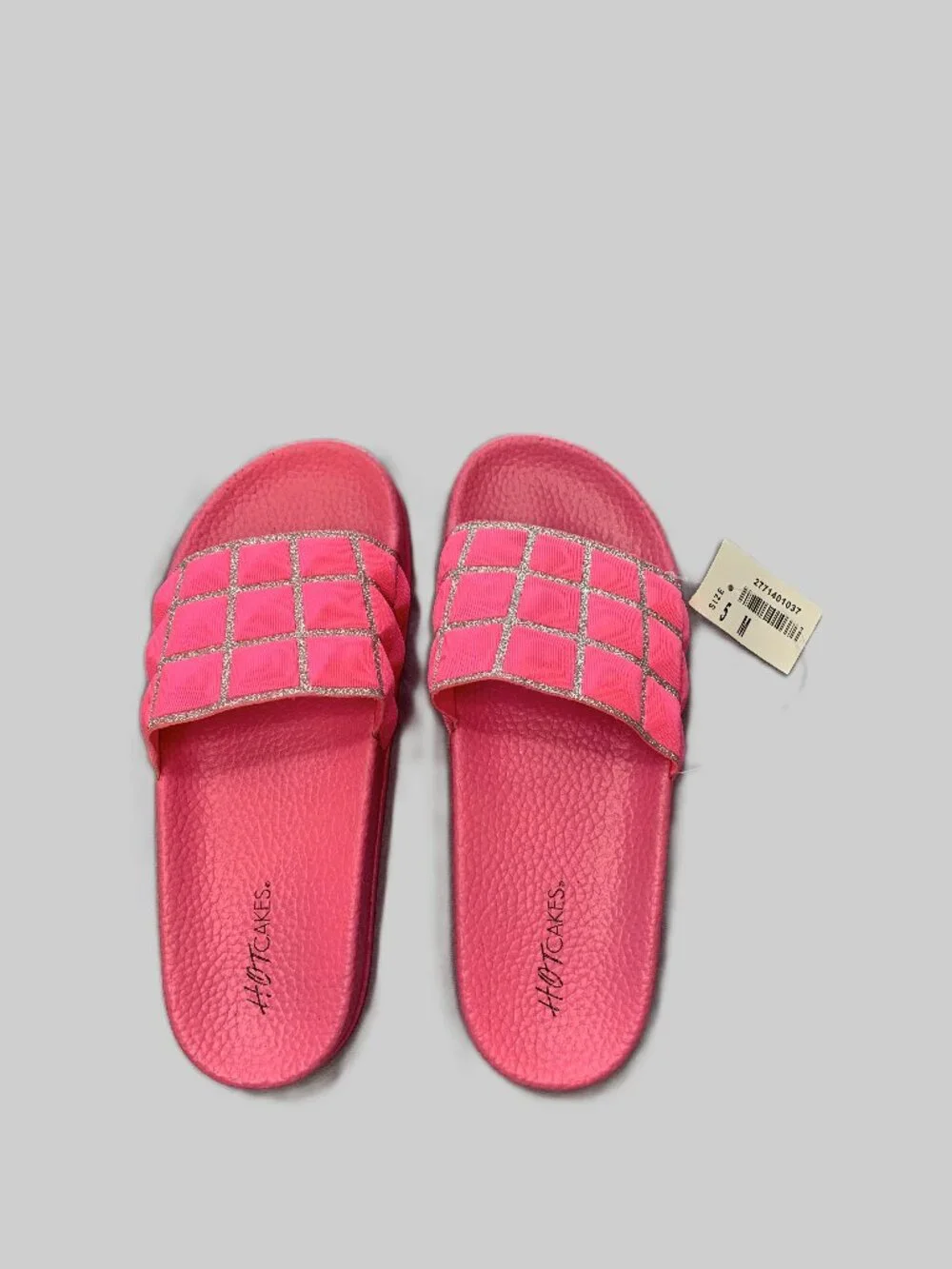 Brand New Girls’ Hotcakes Slide Slippers Pink Sparkles Size 5